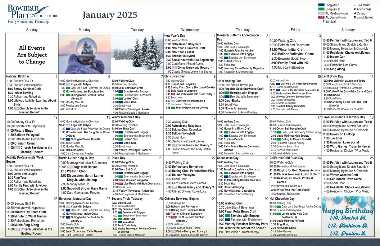 Longview January 2025 Calendar