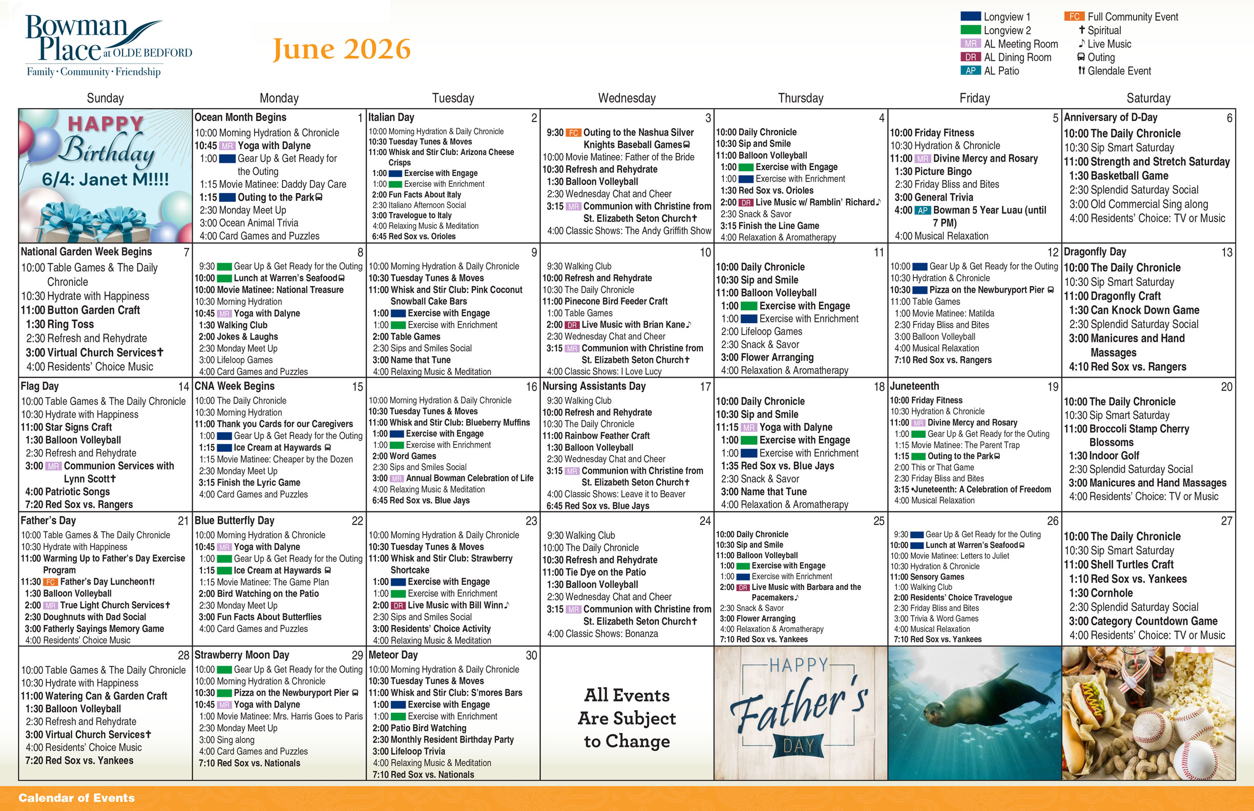 June 2026 Longview Activities Calendar