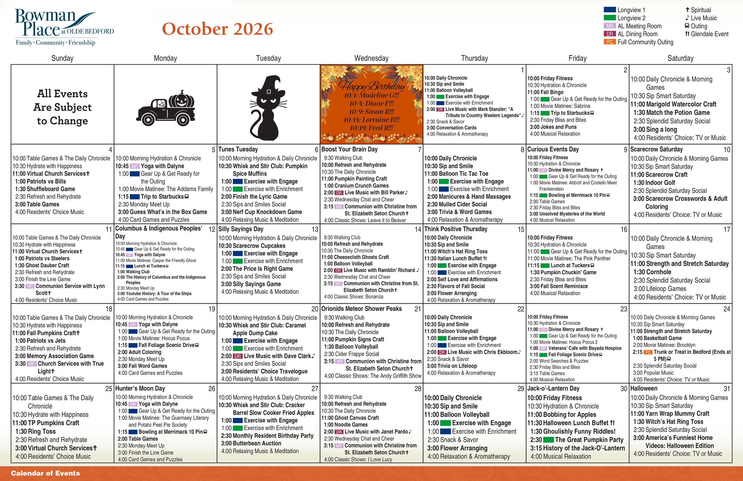 October 2026 Longview Calendar